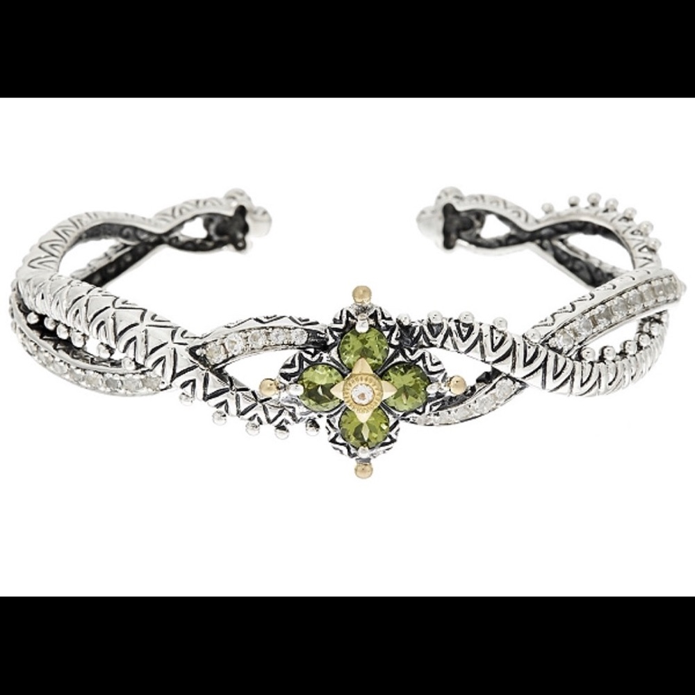Barbara Bixby Silver 18K Peridot White Topaz cuff